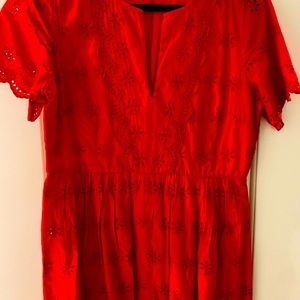 Red eyelet Madewell dress